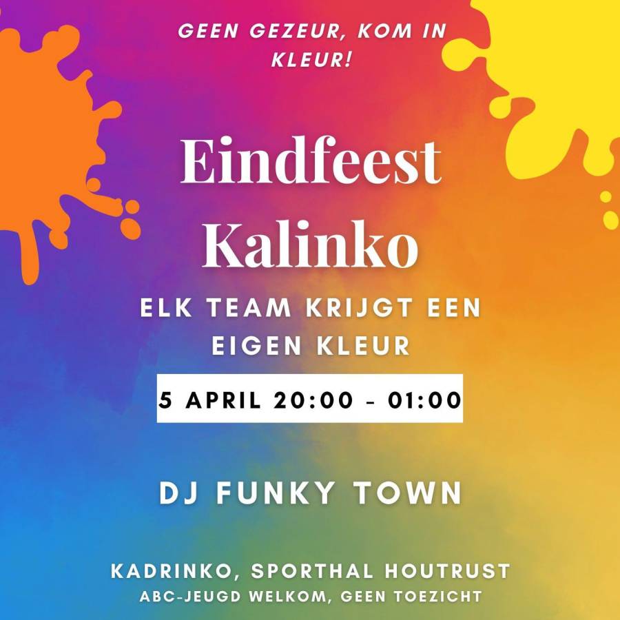 Het eindfeest 2025 is op zaterdag 5  april